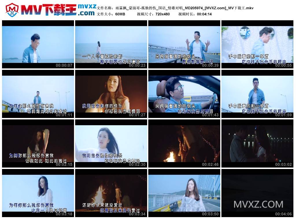 雨霖枫_蒙面哥-孤独的伤_国语_情歌对唱_MD205974